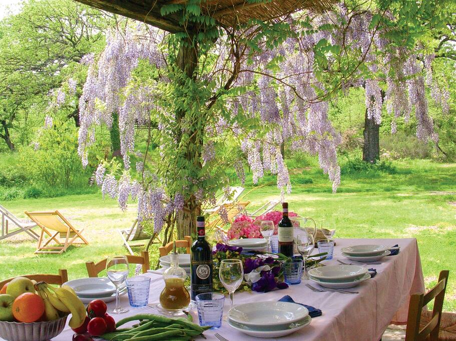 Lunch al fresco in front of the villa