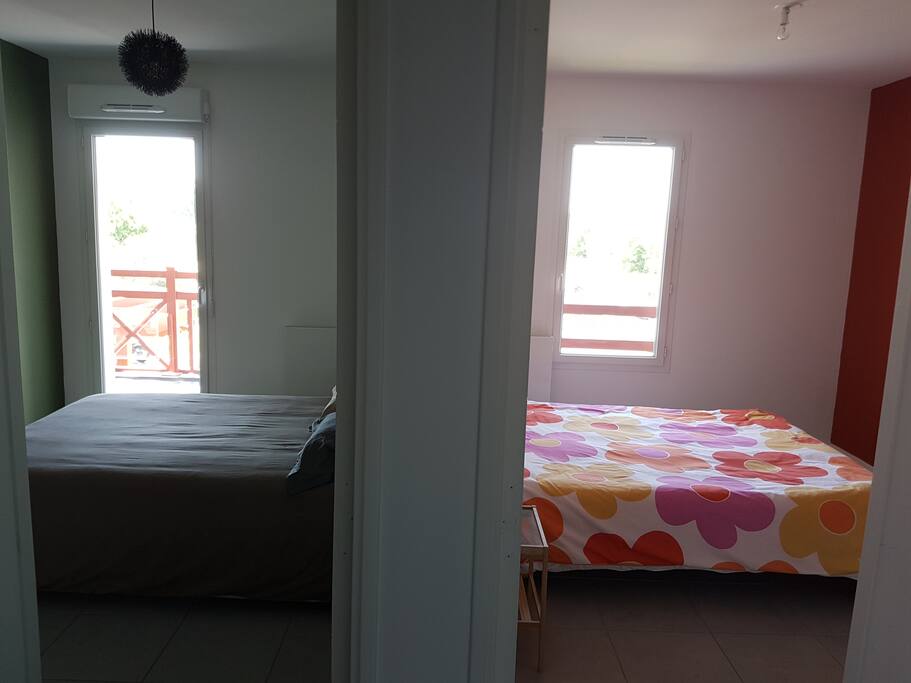 2 chambres, avec placards