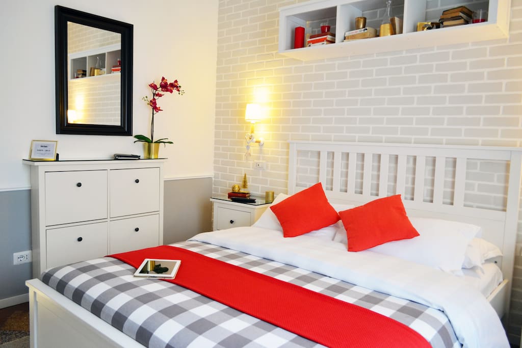 Free Wifi, Coffee machine, iron, iron table, bathroom, USB outlets on each side of the bed, A.C, umbrellas
