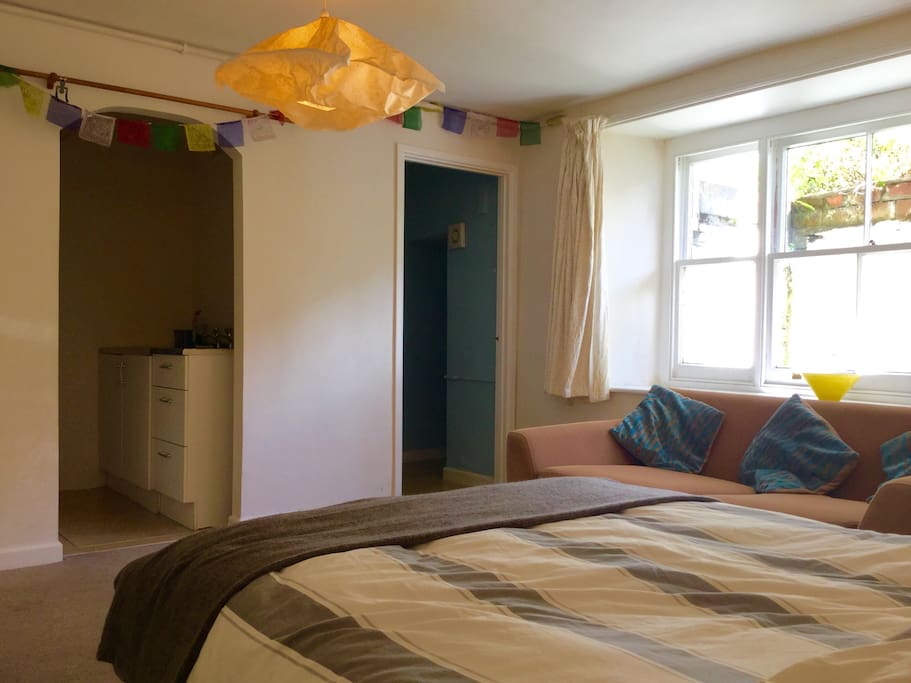 The studio is self-contained with its own kitchen and bathroom.