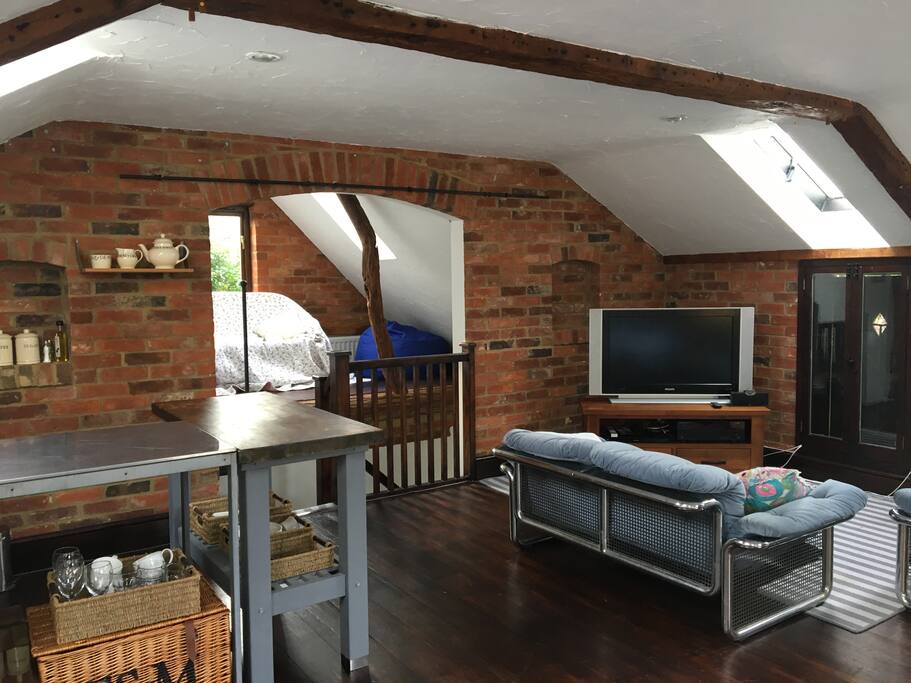 The Barn has comfy seating areas, TV and wireless