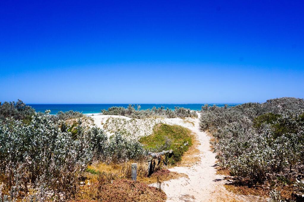 The path to the beach is just across from the front door