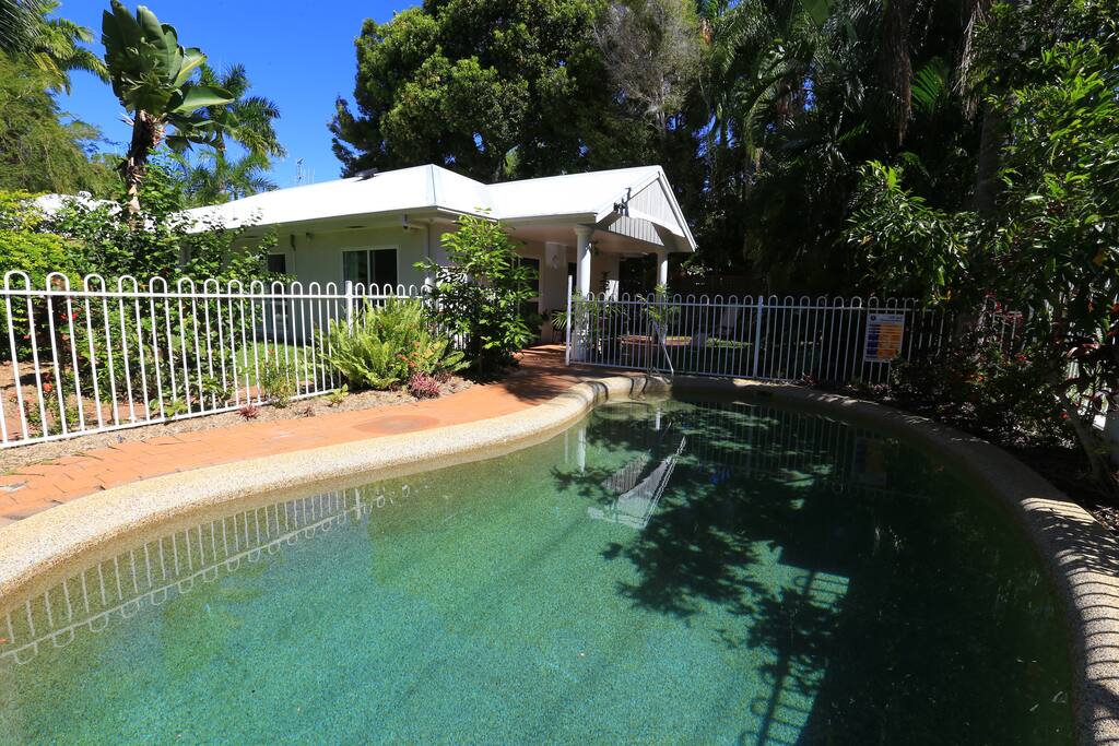 Private pool in tropical garden