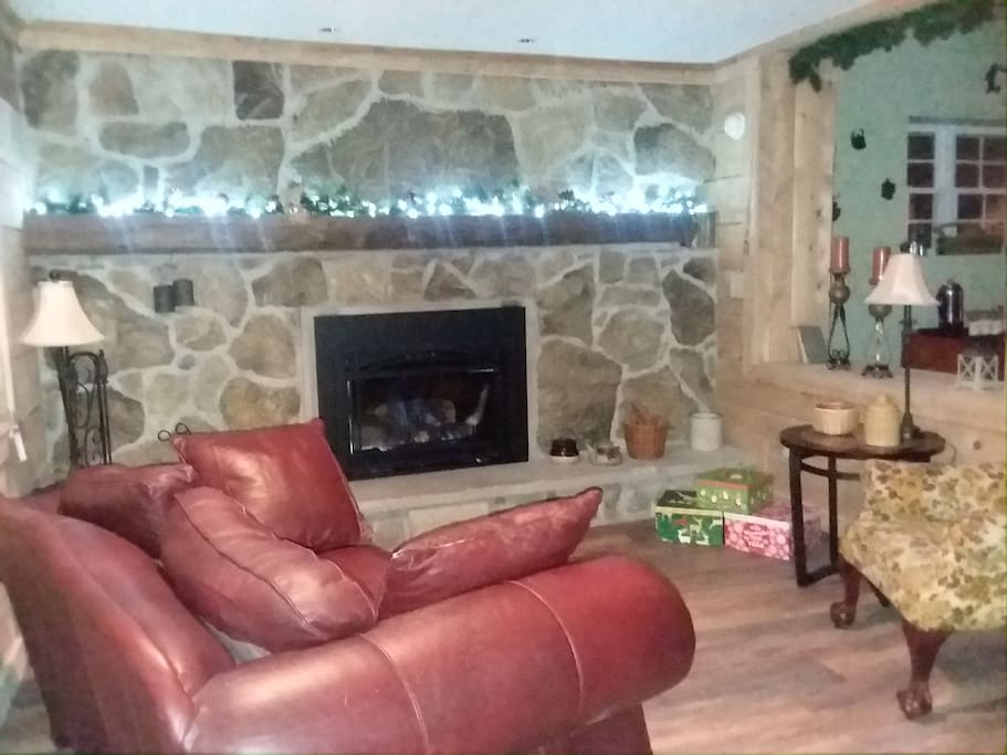 Parlor area with fire place