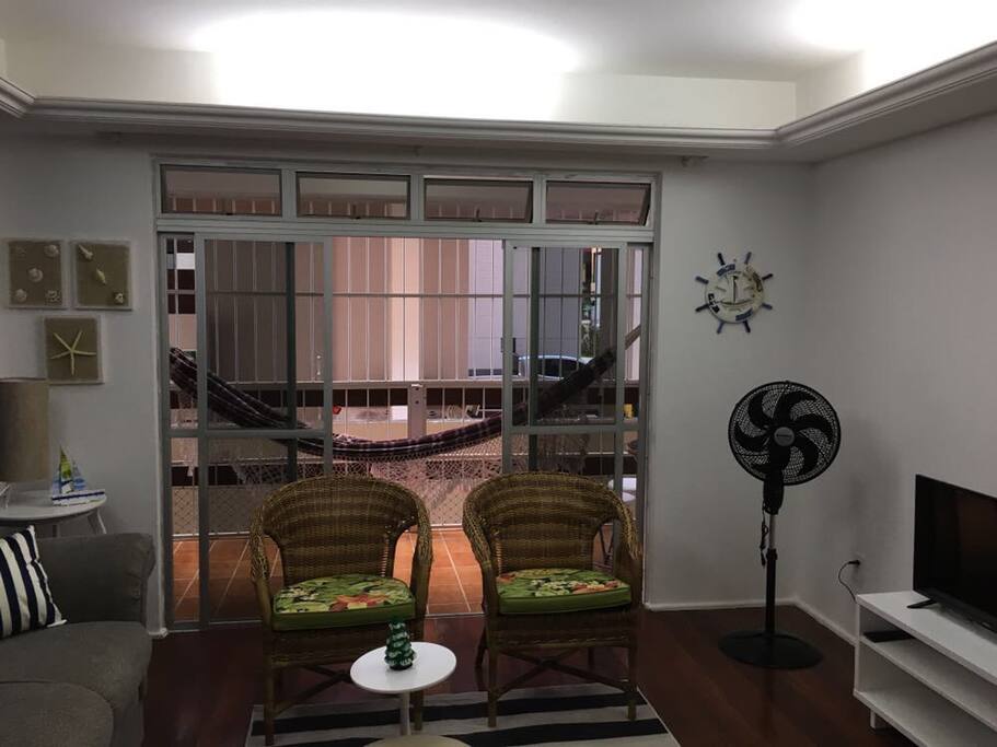 Estar com detalhe Varanda