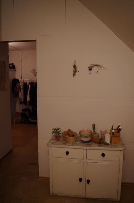 Kitchen and door to your room