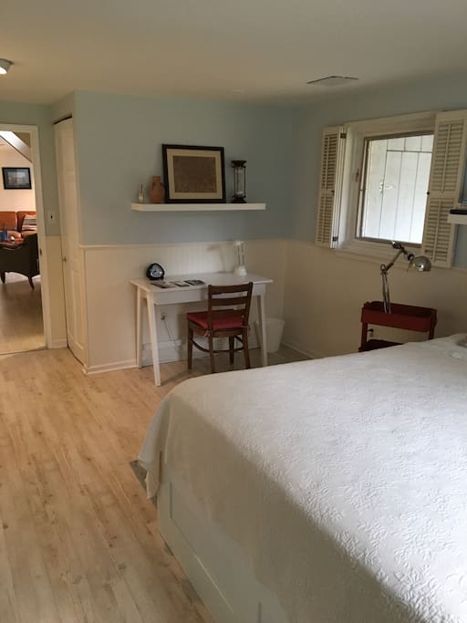 Bedroom includes two large clothes closets and linen closet.