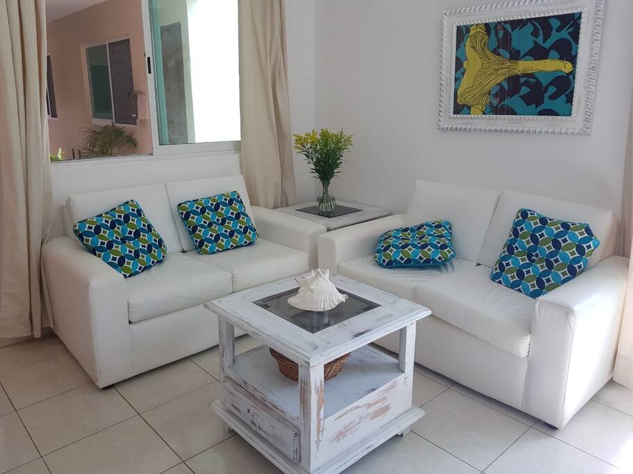 Comfy couches for relaxing.