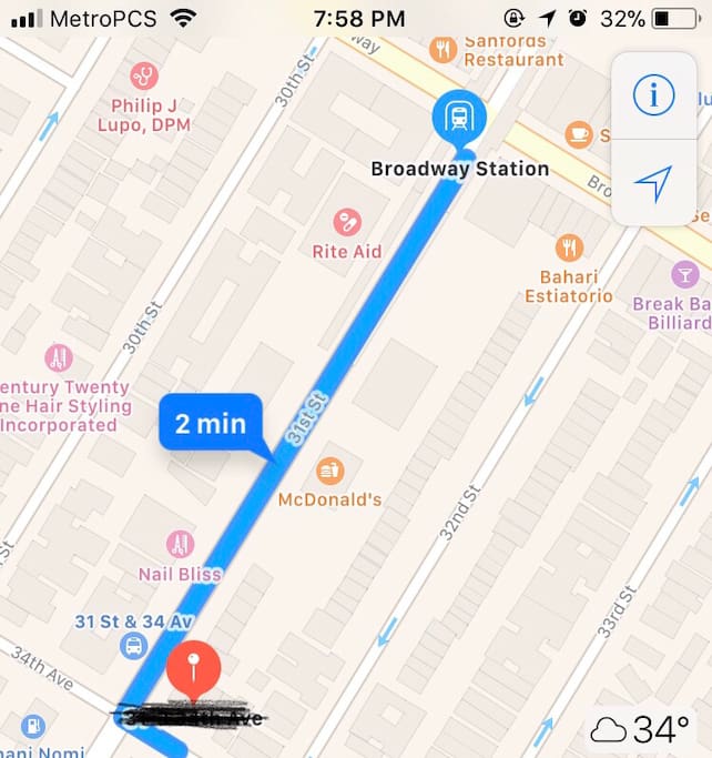 2 minutes walking from the subway