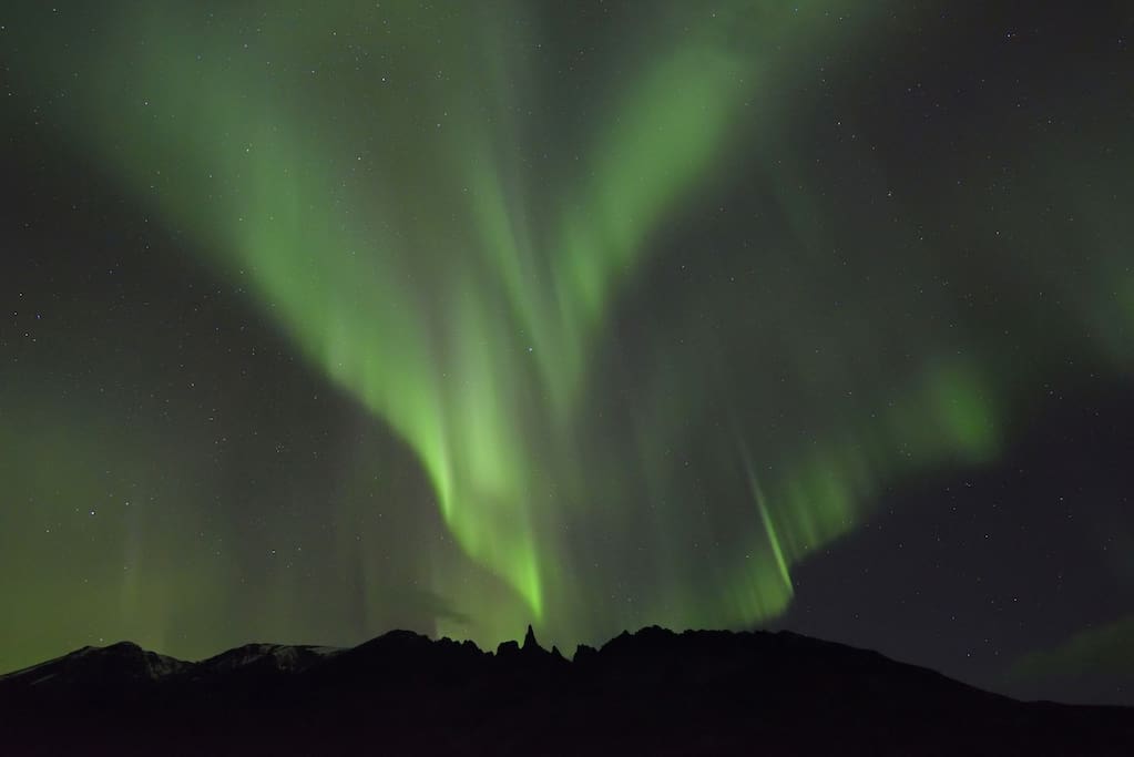 "The star of love
over Steeple Rock"
surrounded by northern lights
