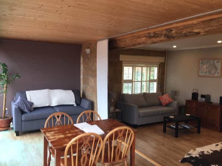 Double sofa fold out bed in sunroom