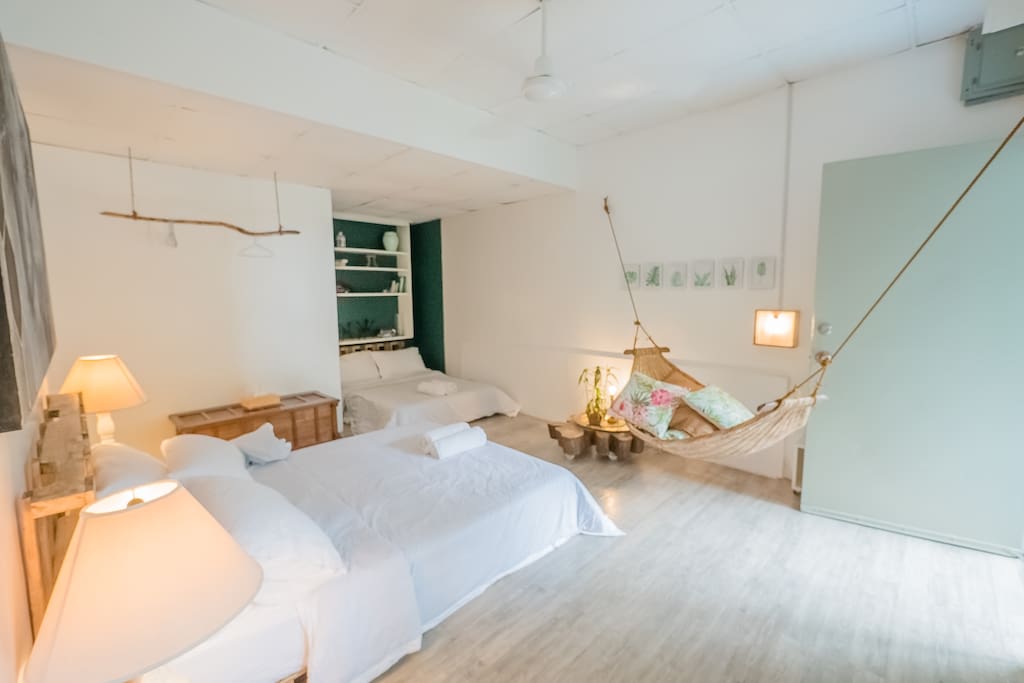 The bedroom of the Forest Nest fits four