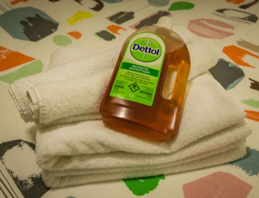 We sanitize towels, bed sheets and duvet covers with Dettol.