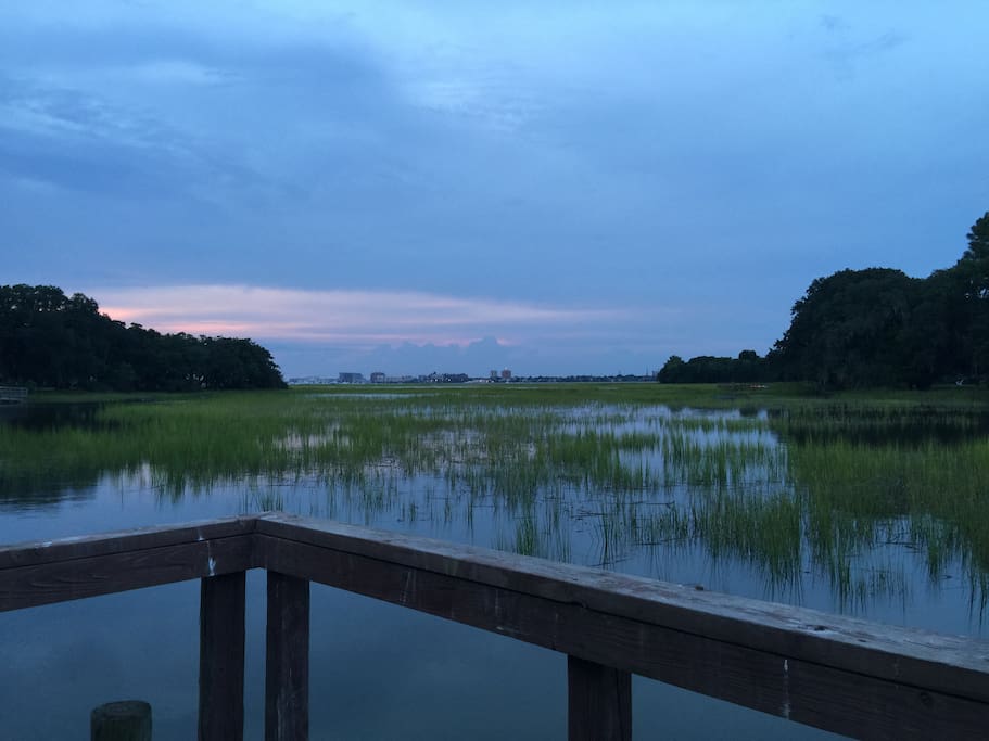 View of Marsh, Harbor, and Downtown (1.2 miles away by kayak) from dock