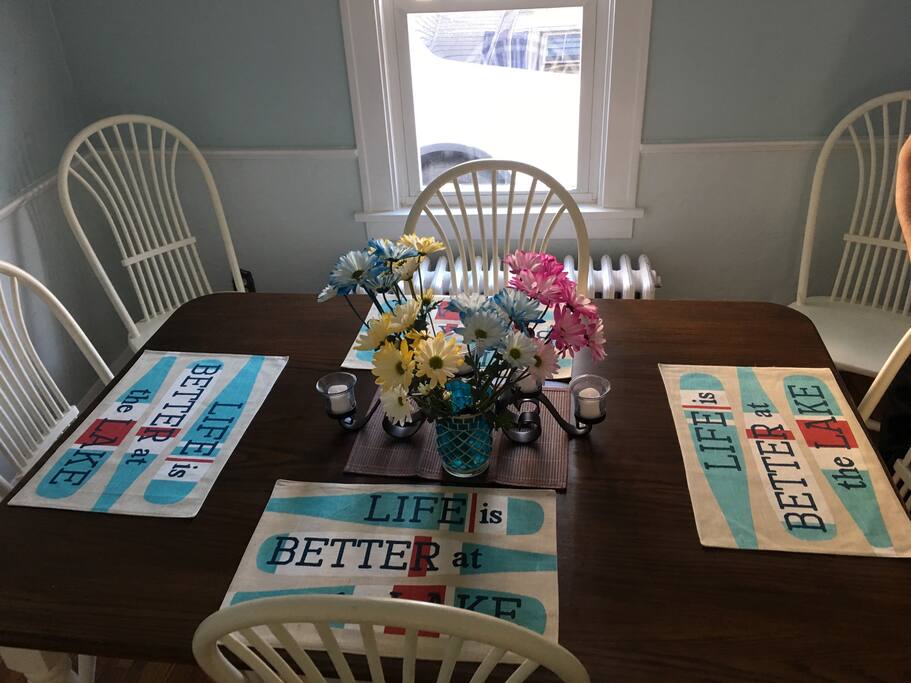 Dining room table. Seats 6.