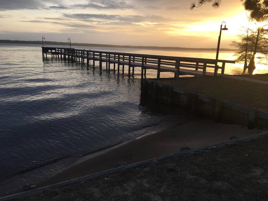 Private dock with fishing lights and swimming platform