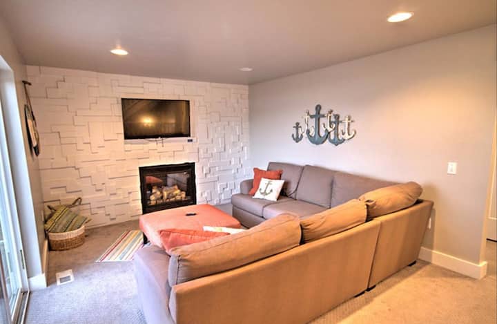 Watch a movie or warm up by the fire!