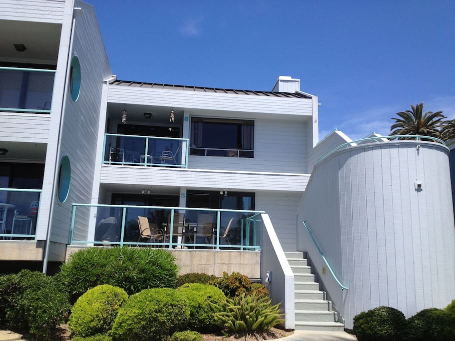 View of the condo from the sidewalk