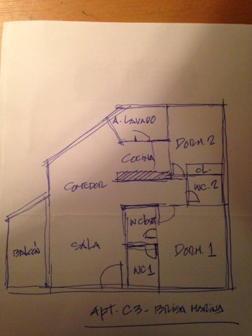 PLANO A MANO ALZADA DEL APT.(SIN ESCALA)