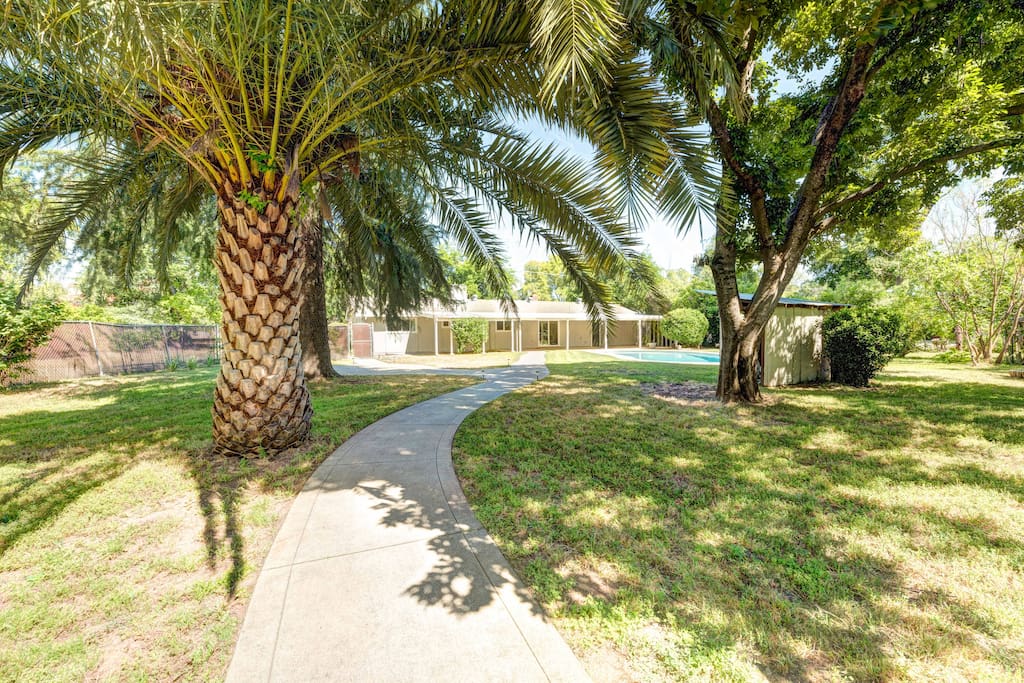 This is the view walking out of the front door towards the pool.