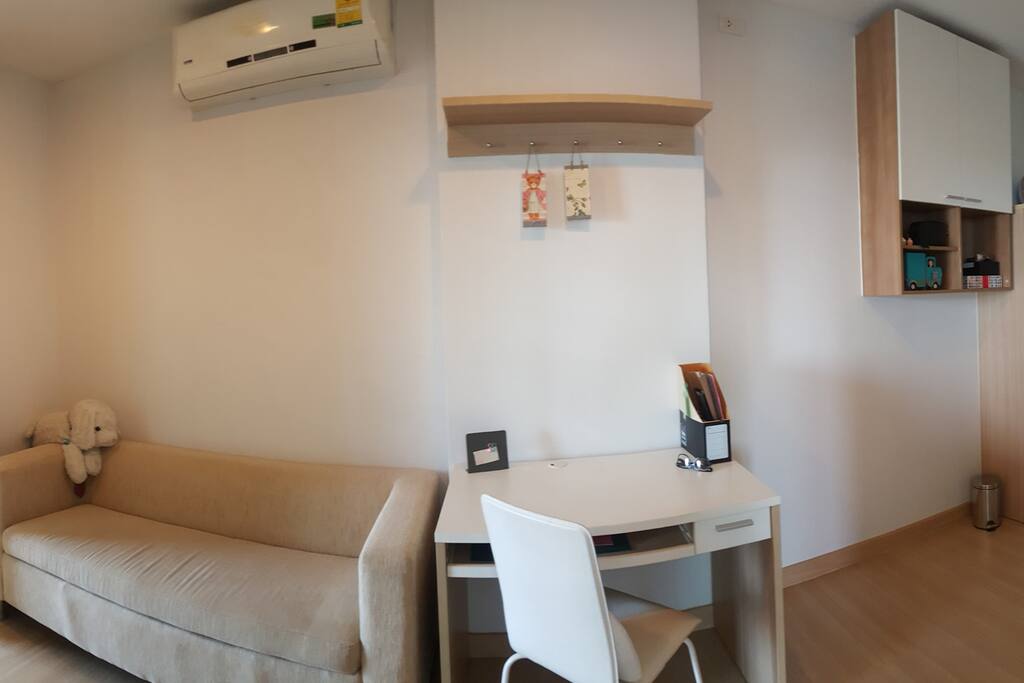 Living Room with Sofa, Desk, Free Space