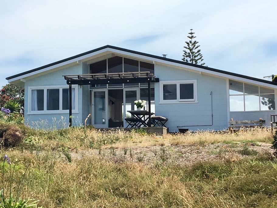 looking back at cottage from dunes