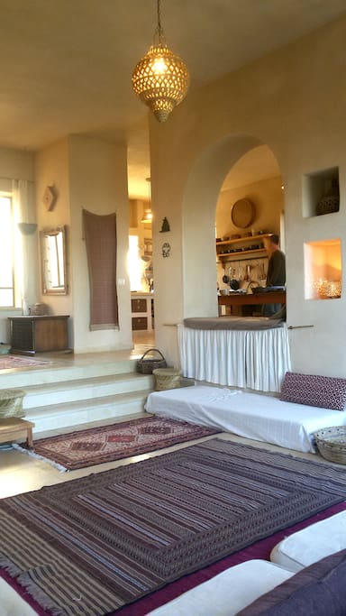 View from living room to kitchen