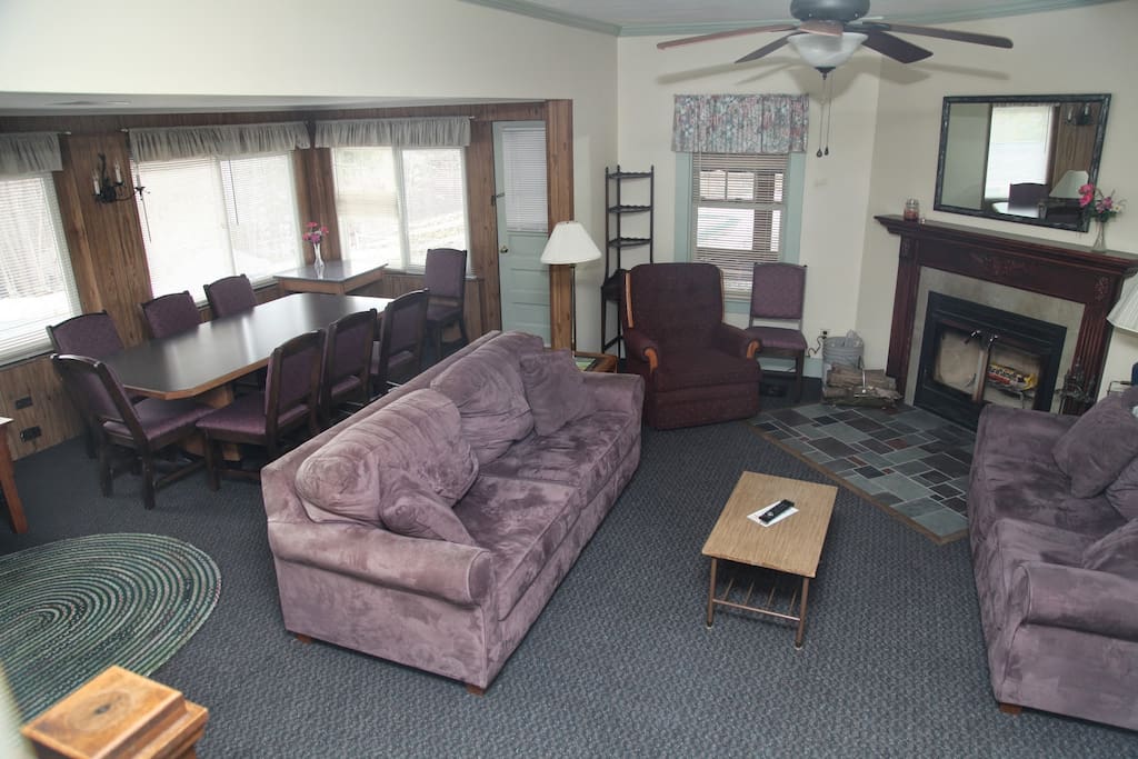 Great room with fireplace and flat screen TV