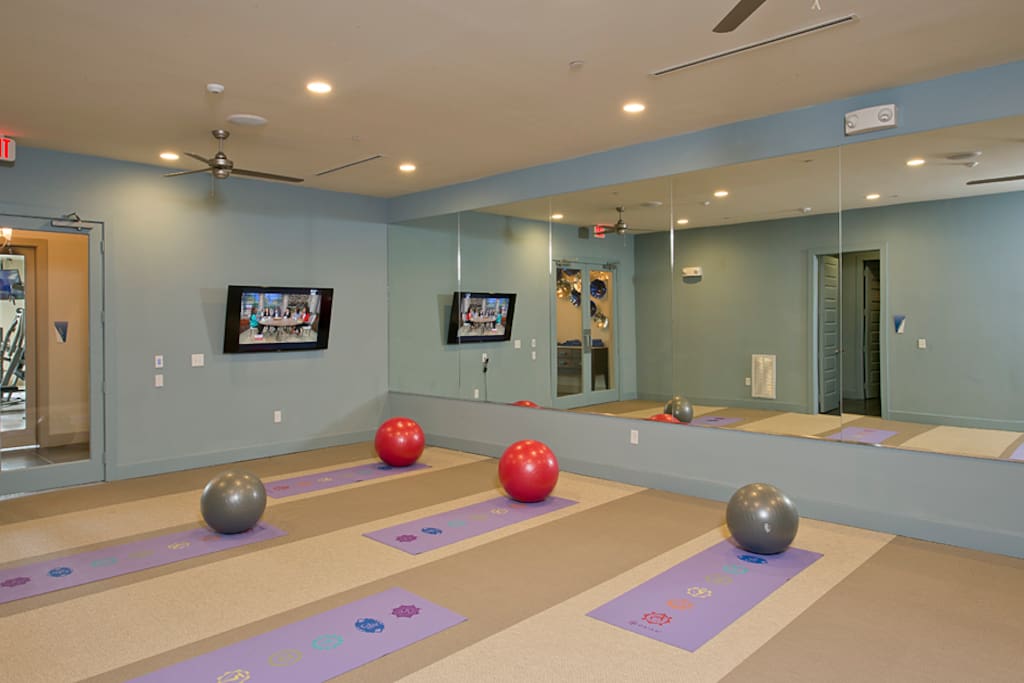 Join us for yoga class or virtual fitness.