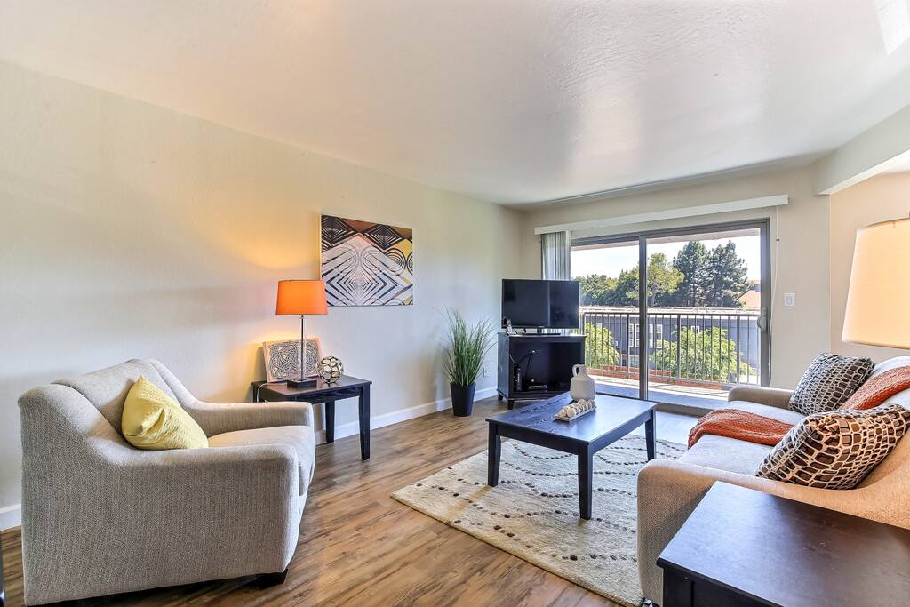Living room with private balcony