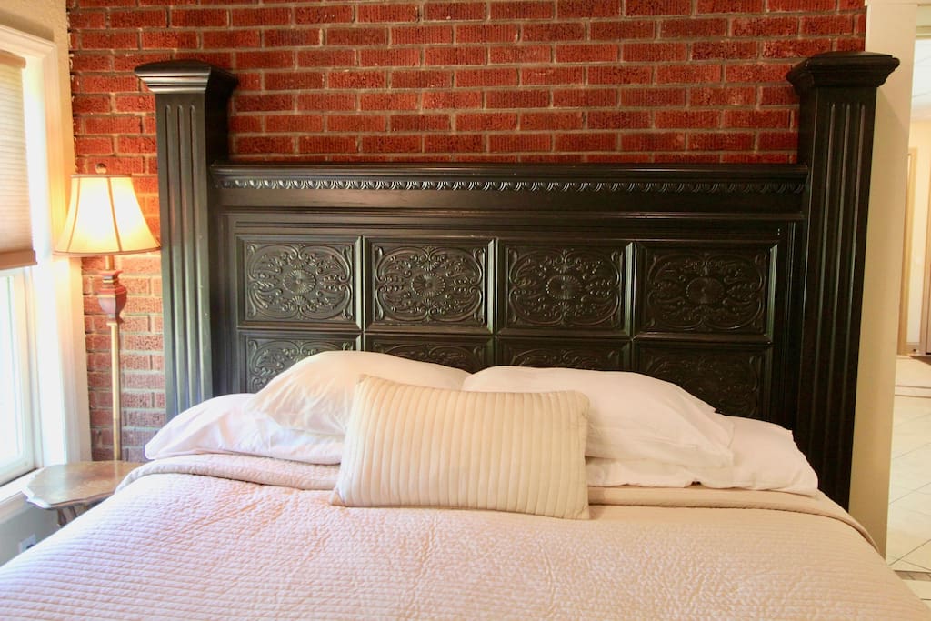 King size bed with very soft linens