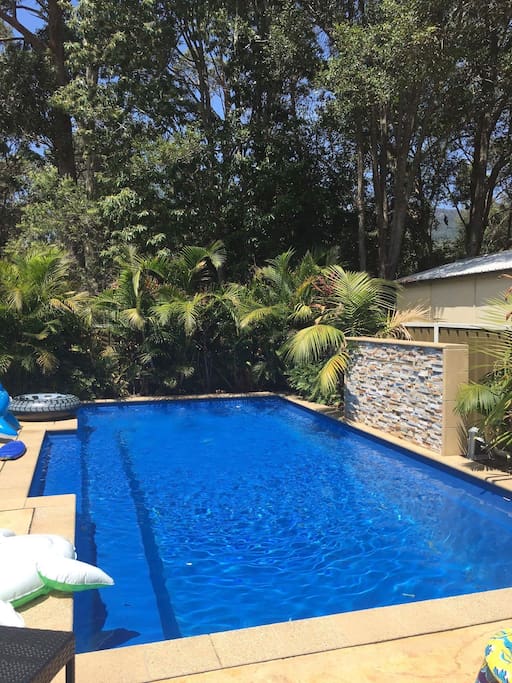 In ground, salt water, solar heated pool.