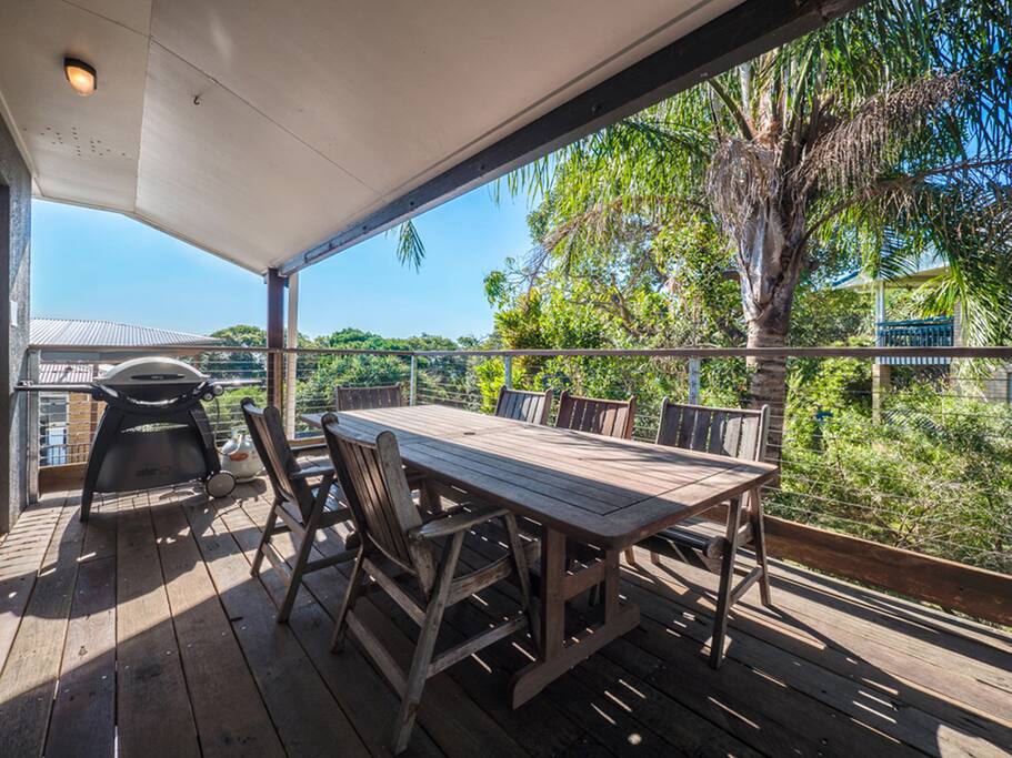 Under cover deck from kitchen