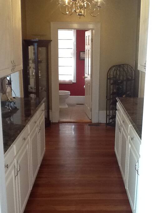 butler pantry with powder room