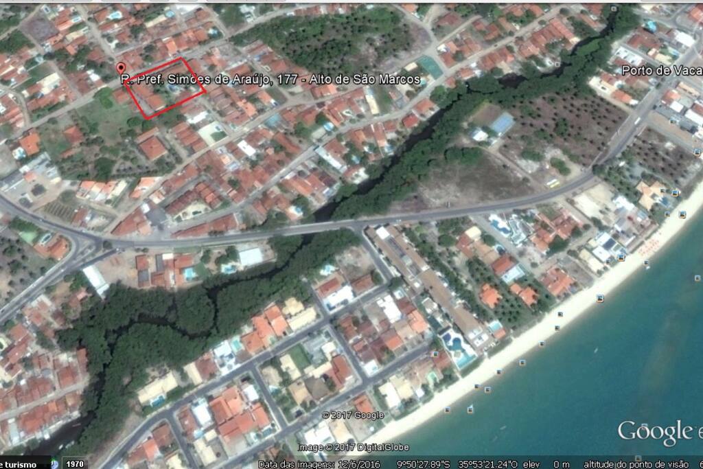 Imagem de satélite e distância da praia