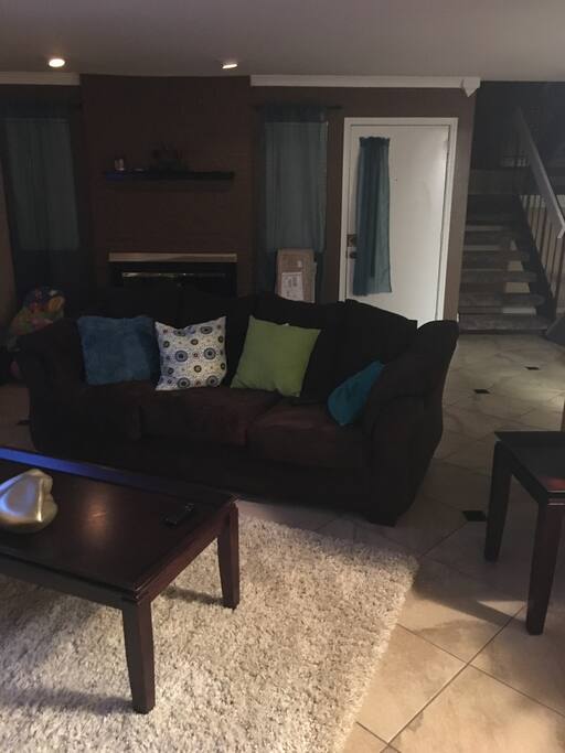 Downstairs living area 55 inch TV with cable