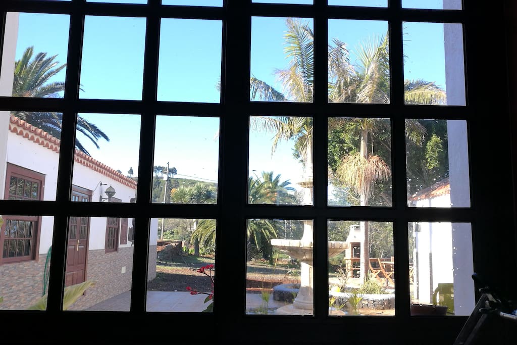 the eastern wing of the house looks onto the fountain and your rooms