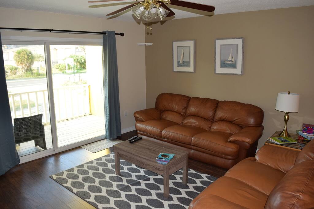 Sunny Living Room Opening to the Front Deck