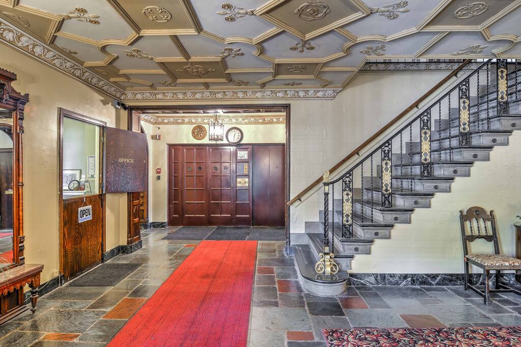 Head downstairs to the beautiful lobby area.