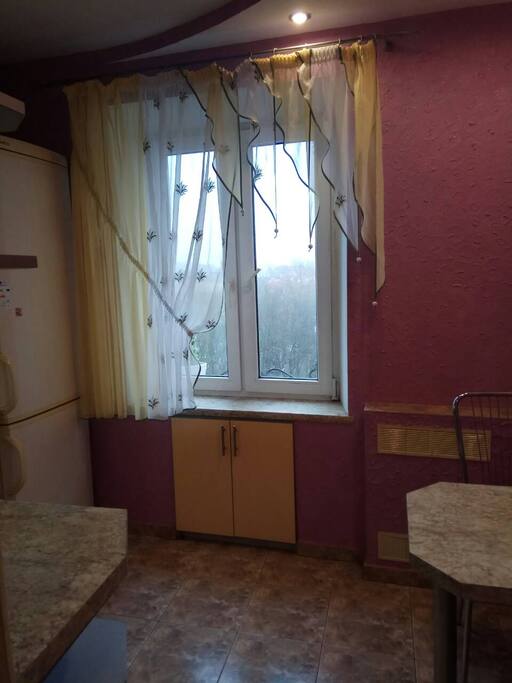 Кухня с красивым видом на город