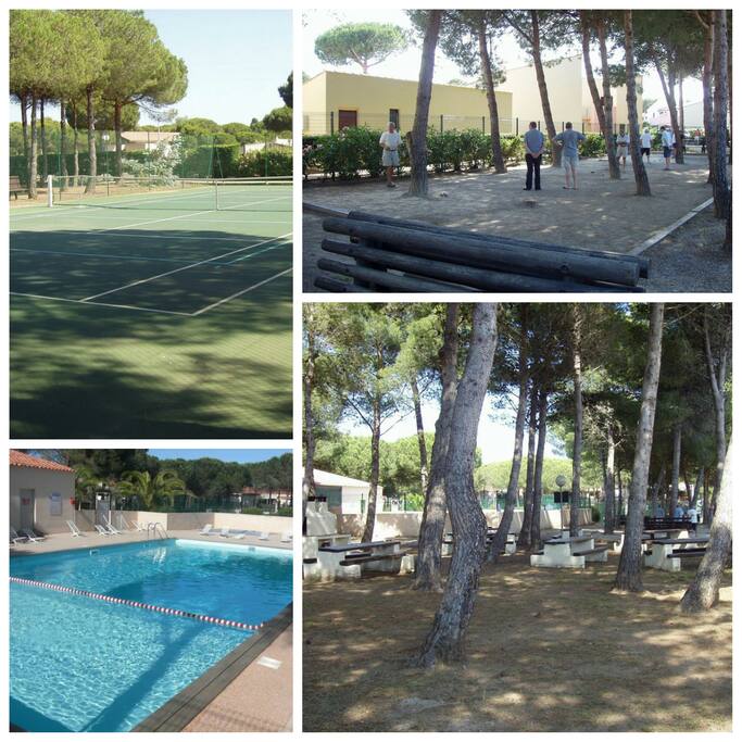 Tennis, barbecues collectifs, terrain de pétanque et balançoire.