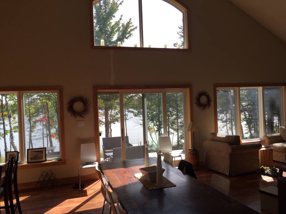Front windows overlooking the lake.