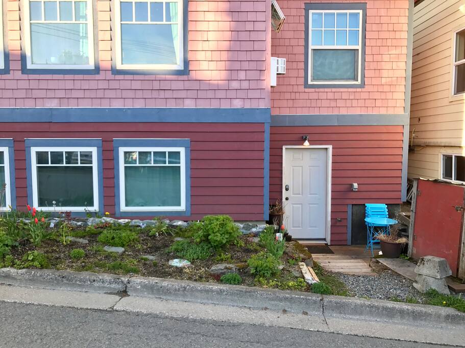 Entrance to the studio. Door has keypad entry.