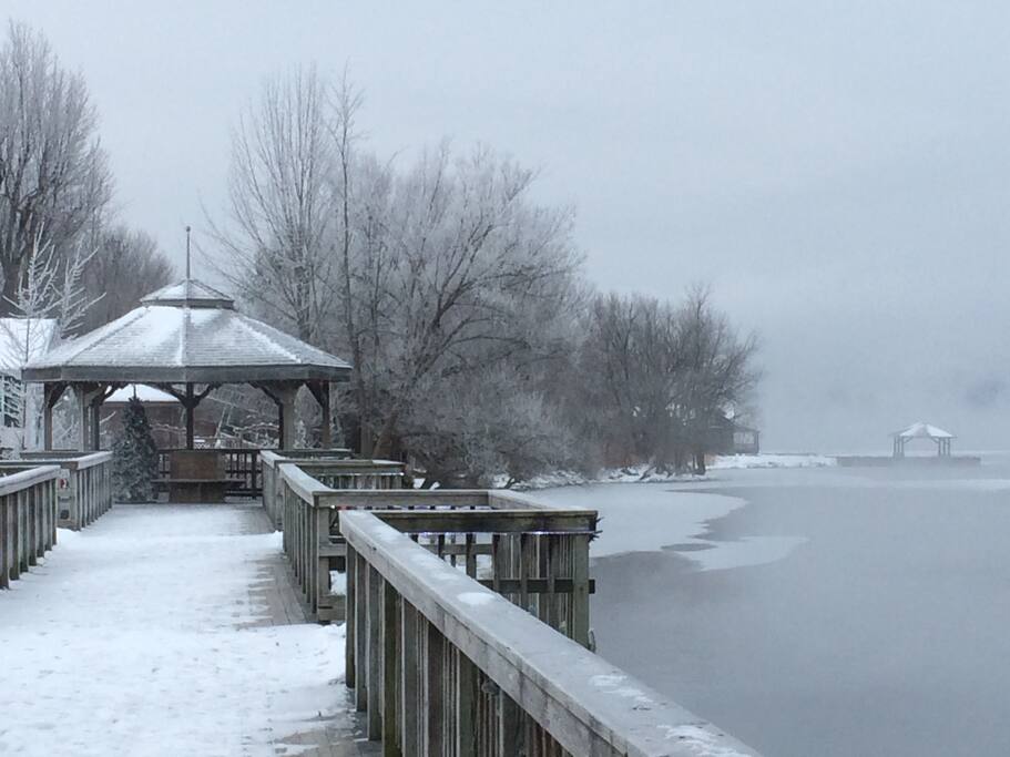 Vue de la passerelle l'hiver