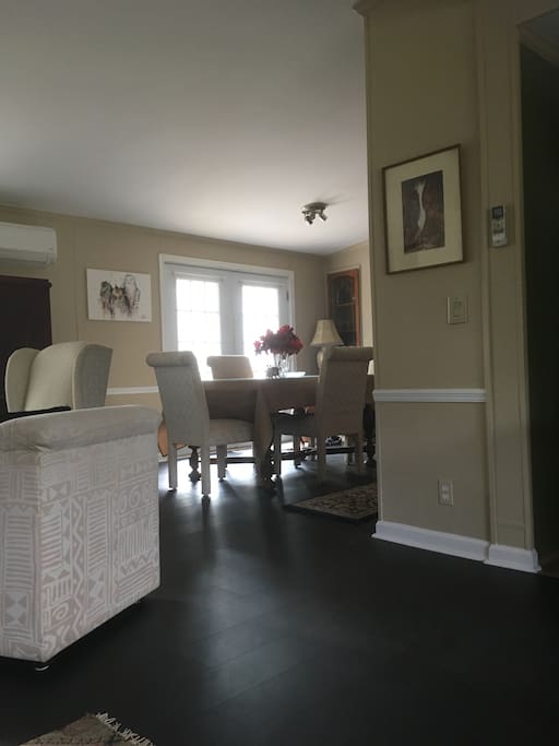 View from front living room into dining room