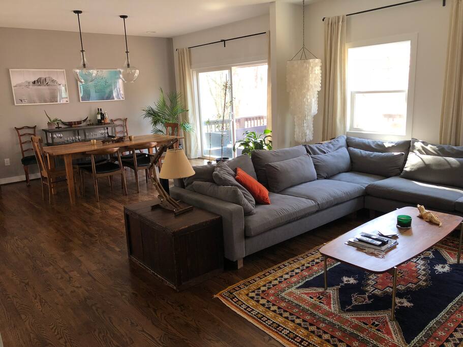 Open living and dining area