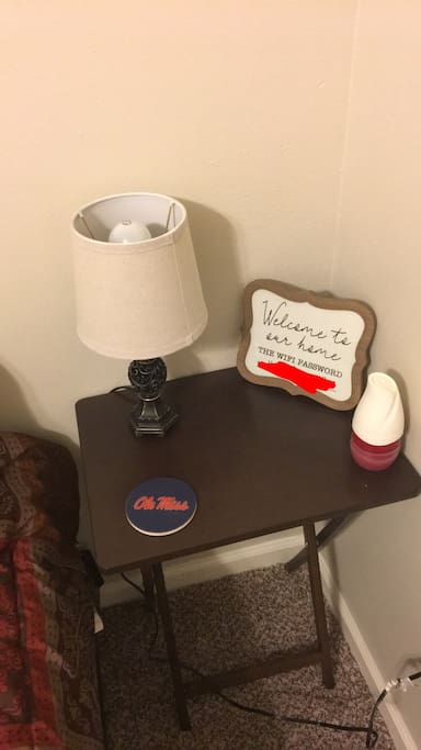 Your bedside table. Feel free to ask for a book to read before bed, as I have hundreds!