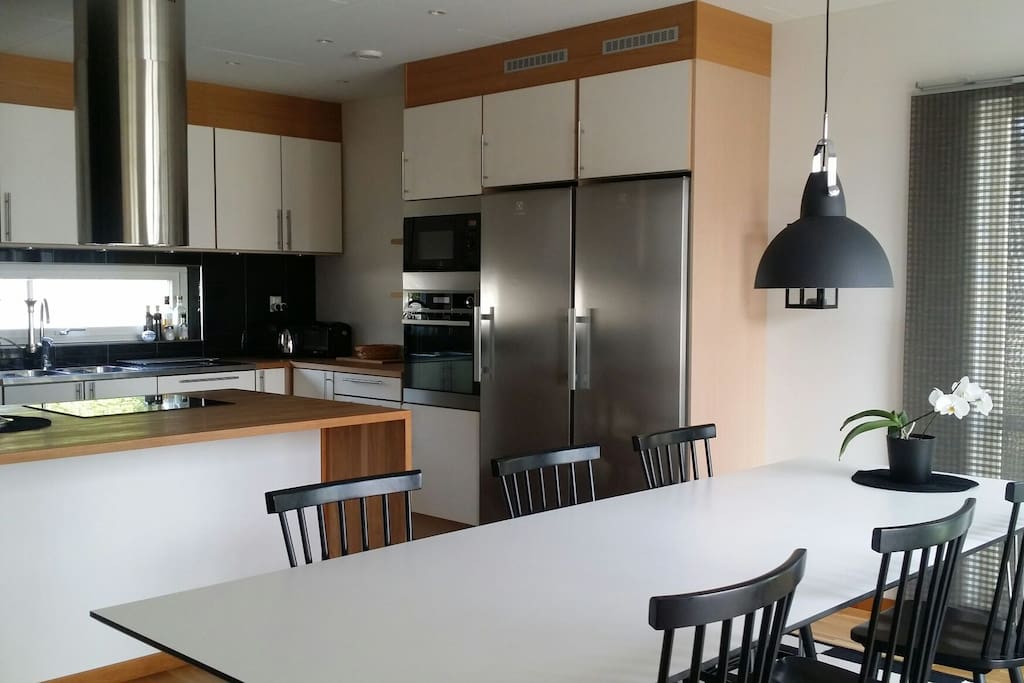 Modern well equippet kitchen.