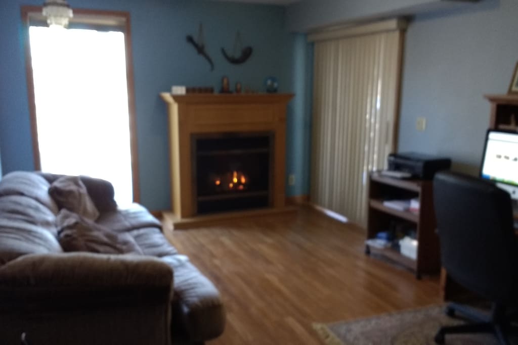 your private living room with wifi and gas fireplace