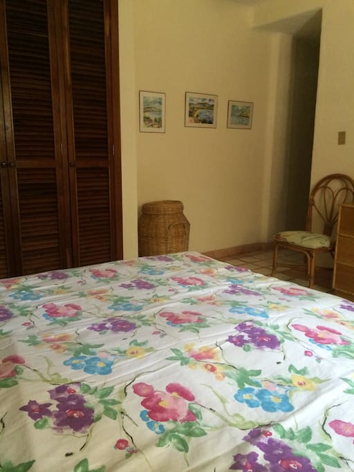 Large bedroom with private bathroom our living area has futon and loft